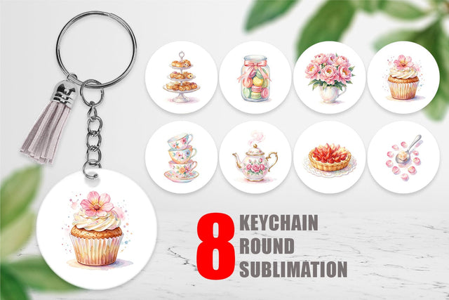 Keychain Watercolor Floral Mother Day Tea Sublimation artnoy 