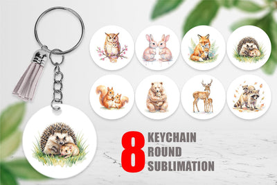 Keychain Watercolor Forest Motherhood Love Sublimation artnoy 
