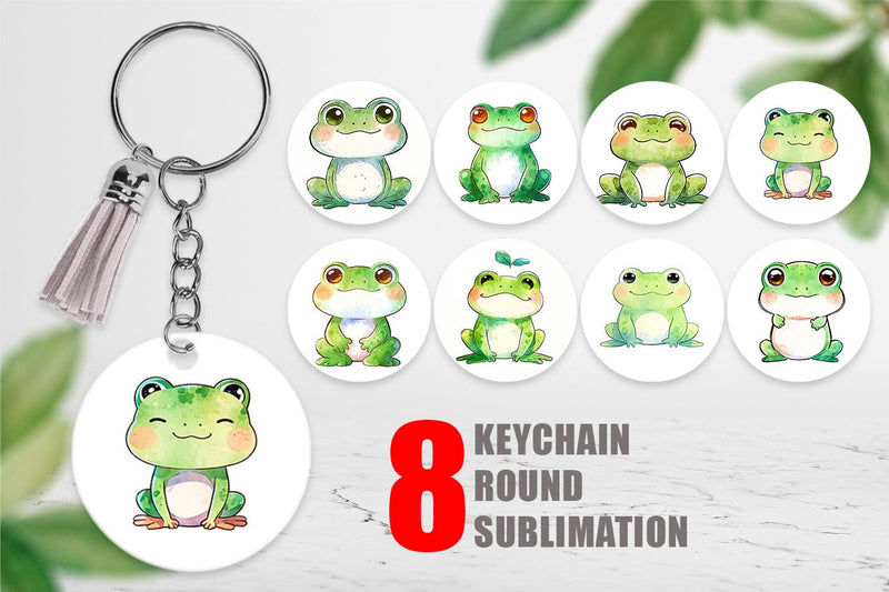 Keychain Watercolor Frog Sublimation artnoy 