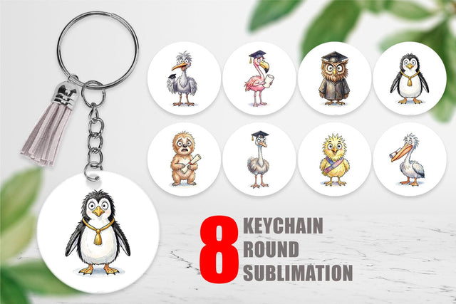 Keychain Watercolor Funny Animal Graduation Sublimation artnoy 