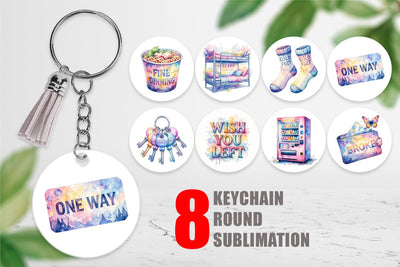 Keychain Watercolor Funny Broke Traveler Quotes Sublimation artnoy 