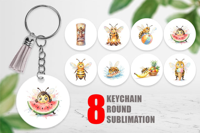 Keychain Watercolor Funny Clumsy Bee Summer Fail Sublimation artnoy 