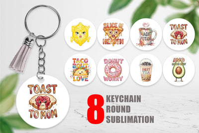 Keychain Watercolor Funny Foodie Mom Puns Art Quotes Sublimation artnoy 
