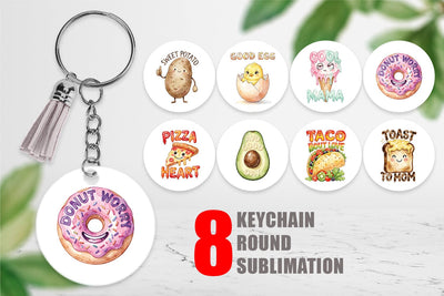 Keychain Watercolor Funny Foodie Mom Puns Art Sublimation artnoy 