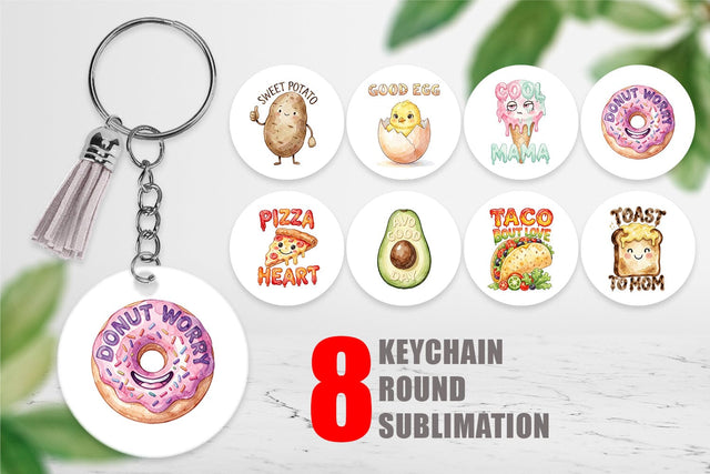 Keychain Watercolor Funny Foodie Mom Puns Art Sublimation artnoy 