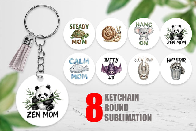 Keychain Watercolor Funny Lazy Mom Life Quotes Sublimation artnoy 
