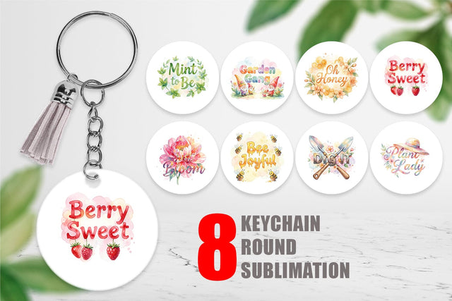 Keychain Watercolor Funny Punny Garden Quotes Sublimation artnoy 