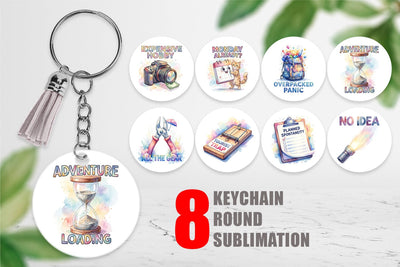 Keychain Watercolor Funny Sarcastic Gear Quotes Sublimation artnoy 