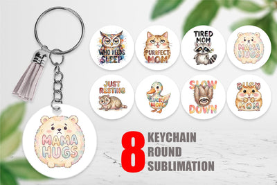Keychain Watercolor Funny Ugly Cute Animal Mom Quotes Sublimation artnoy 