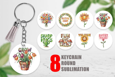 Keychain Watercolor Funny Wonky Floral Mom Art Quotes Sublimation artnoy 