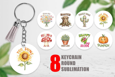 Keychain Watercolor Funny Wonky Garden Mom Art Sublimation artnoy 