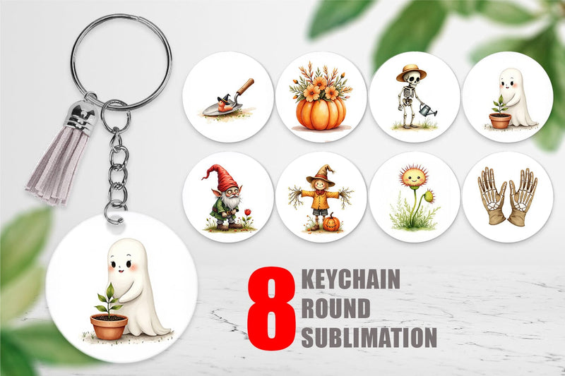Keychain Watercolor Garden Ghouls Sublimation artnoy 