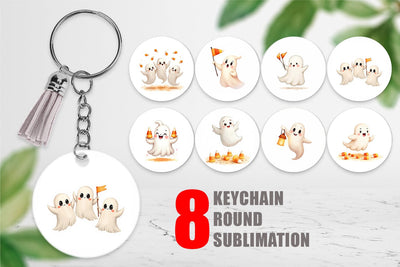 Keychain Watercolor Ghost Candy Parade Sublimation artnoy 