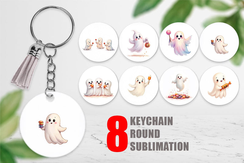 Keychain Watercolor Ghost Candy Party Sublimation artnoy 