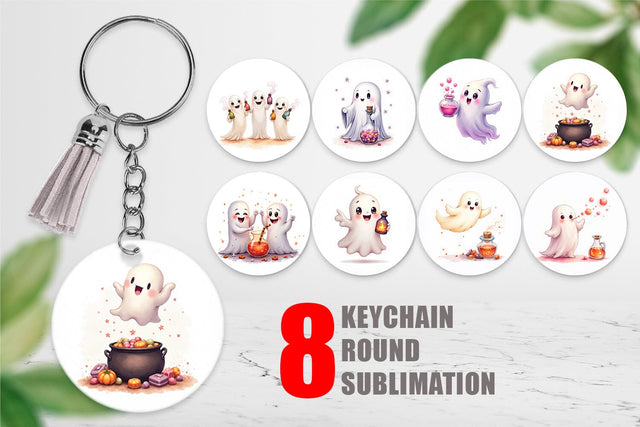 Keychain Watercolor Ghost Candy Potion Sublimation artnoy 