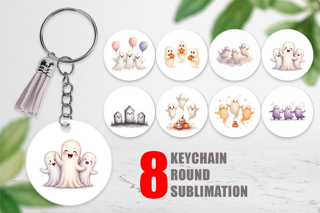 Keychain Watercolor Ghost Trio Sublimation artnoy 