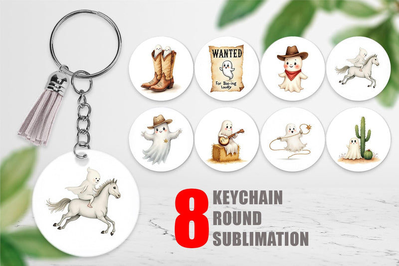 Keychain Watercolor Ghostly Wild West Sublimation artnoy 