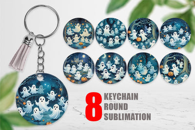 Keychain Watercolor Ghosts Sublimation artnoy 