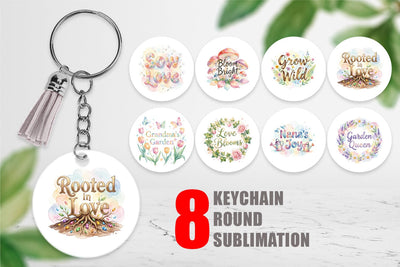 Keychain Watercolor Grandma Garden Love Quotes Sublimation artnoy 