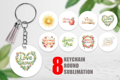 Keychain Watercolor Grandma Little Sprout Quote Sublimation artnoy 