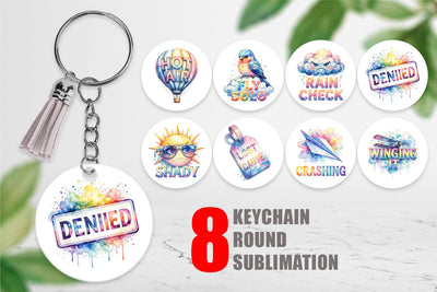 Keychain Watercolor Grumpy Sky Travel Quotes Sublimation artnoy 