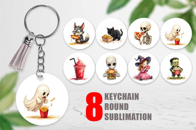 Keychain Watercolor Haunted Junk Food Sublimation artnoy 
