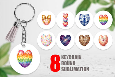Keychain Watercolor Heart Shaped Easter Egg Art Sublimation artnoy 