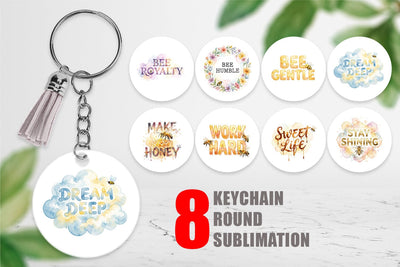 Keychain Watercolor Honeycomb Bee Motivation Quotes Sublimation artnoy 