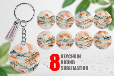 Keychain Watercolor Landscape Sublimation artnoy 