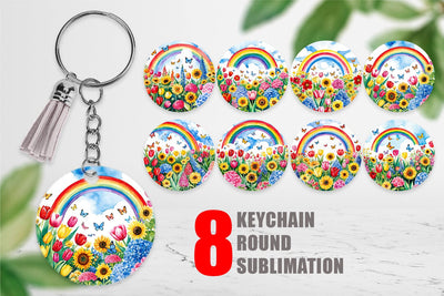 Keychain Watercolor Lush Garden Sublimation artnoy 
