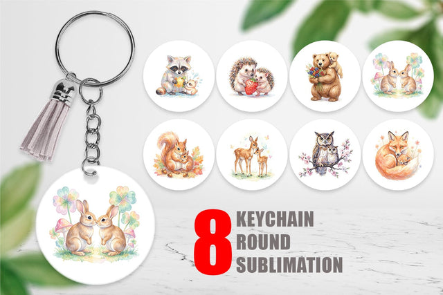 Keychain Watercolor Magical Forest Motherhood Sublimation artnoy 