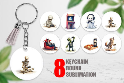 Keychain Watercolor Monster Gaming Night Sublimation artnoy 