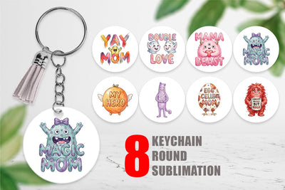 Keychain Watercolor Quirky Ugly Cute Momster Art Quotes Sublimation artnoy 