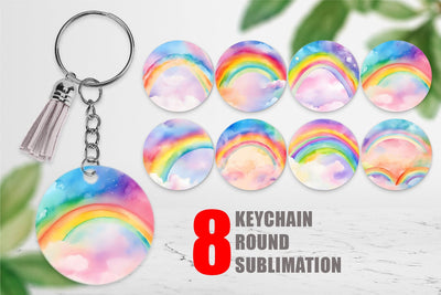 Keychain Watercolor Rainbow Sky Sublimation artnoy 