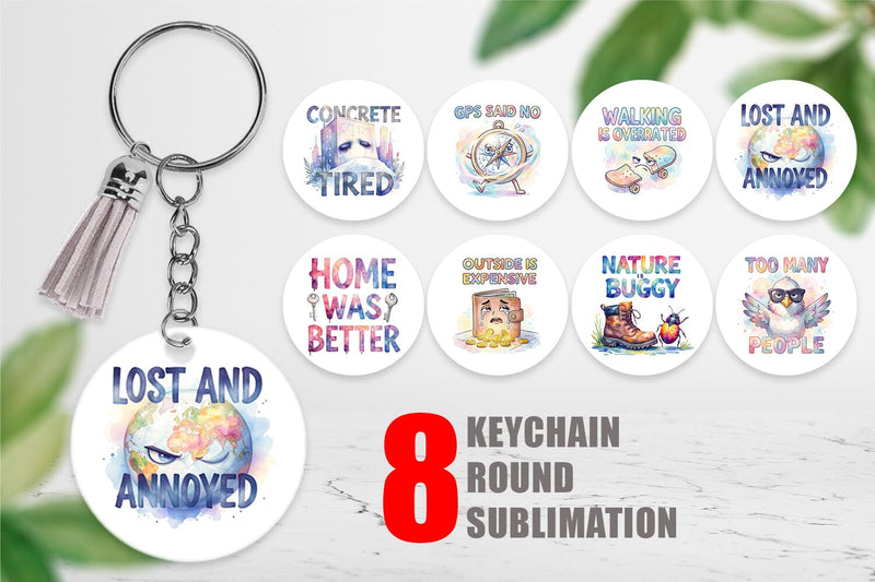 Keychain Watercolor Reluctant Explorer Quotes Sublimation artnoy 