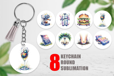 Keychain Watercolor Sarcastic Glamping Fails Sublimation artnoy 