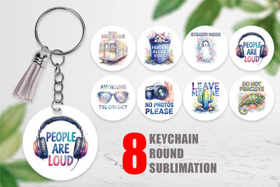 Keychain Watercolor Sarcastic Introvert Quotes Sublimation artnoy 