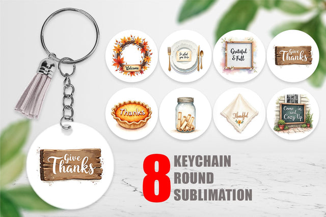Keychain Watercolor Signs of Thanks Sublimation artnoy 