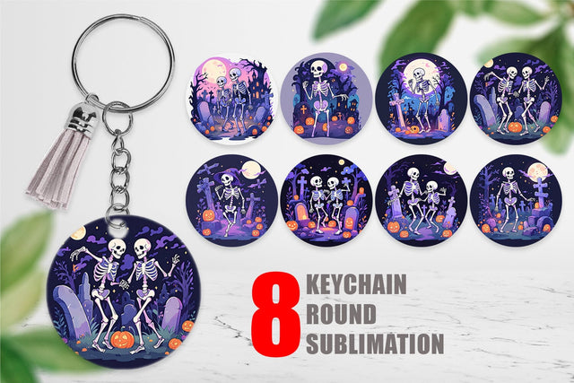 Keychain Watercolor Skeleton Sublimation artnoy 