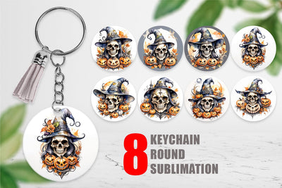 Keychain Watercolor Skull Sublimation artnoy 