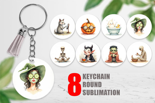 Keychain Watercolor Spooky Self Care Sublimation artnoy 
