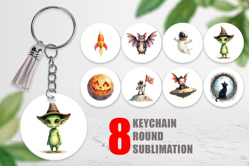 Keychain Watercolor Spooky Space Cadets Sublimation artnoy 