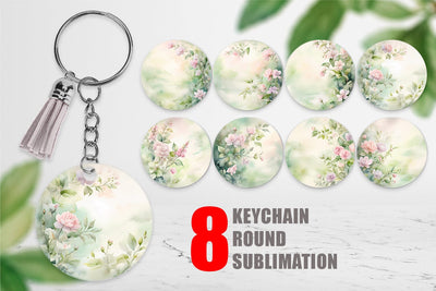 Keychain Watercolor Spring Greenery Sublimation artnoy 