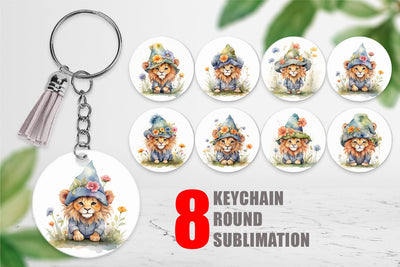 Keychain Watercolor Spring Lion Sublimation artnoy 