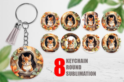 Keychain Watercolor Squirrel Sublimation artnoy 