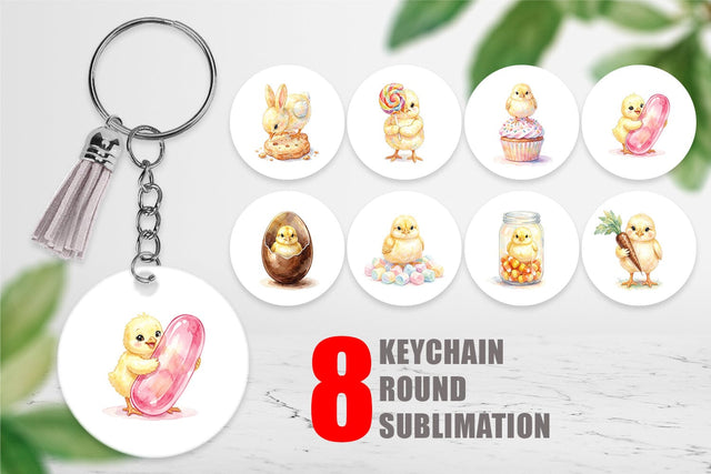 Keychain Watercolor Sweet Candy Easter Chicks Sublimation artnoy 