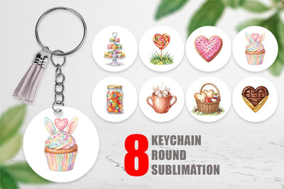 Keychain Watercolor Sweet Easter Heart Treats Sublimation artnoy 