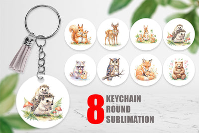 Keychain Watercolor Sweet Forest Motherhood Sublimation artnoy 