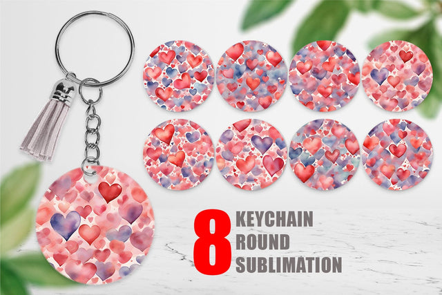 Keychain Watercolor Texture Heart Sublimation artnoy 