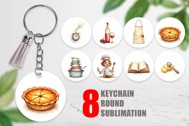Keychain Watercolor Thanksgiving Kitchen Chaos Sublimation artnoy 